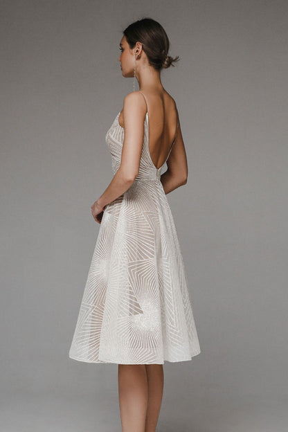 Dress for Women – A-line Fit – Light Chiffon – Spaghetti Straps – Geometric Pattern