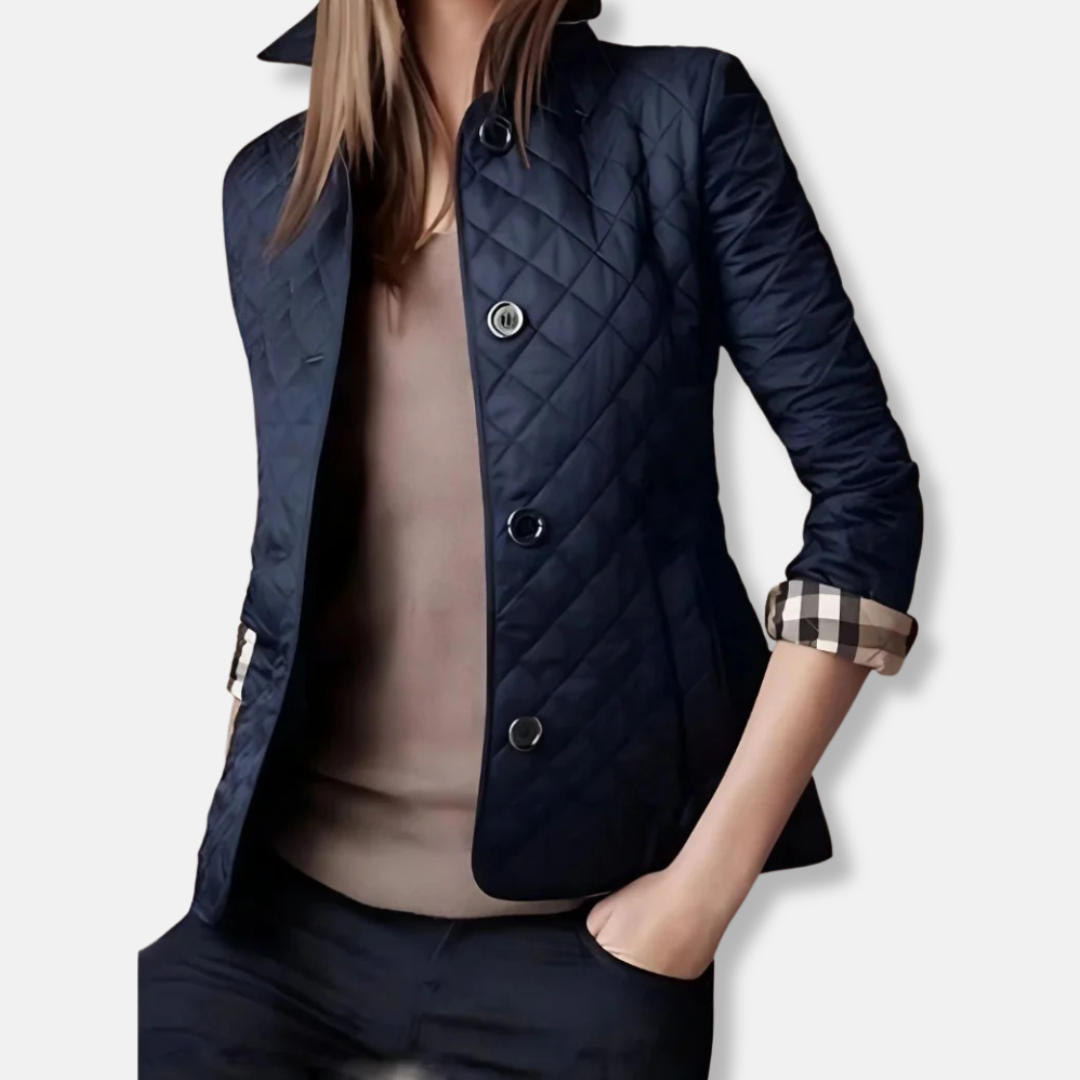 Women's Jacket – Padded – Tailored Fit – Hip Length – Button Closure
