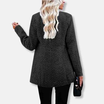 Viola Tailored Fit Blazer | Herringbone Stand Collar Blazer