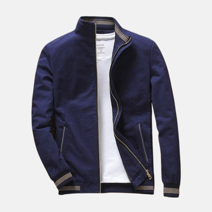 Men's Bomber Jacket – Relaxed Fit – Ribbed Edges – Breathable Cotton Fabric – Zipper