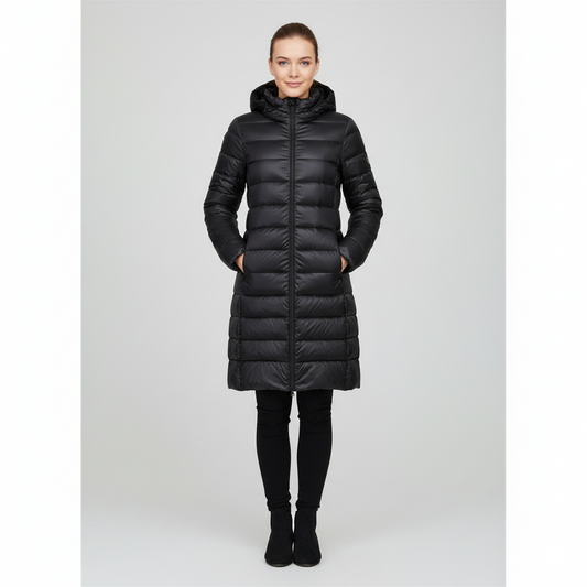 Women's Jacket - Lightweight Mid-Length Down - Slim Fit - Hooded