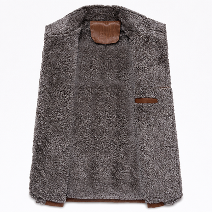 Men’s Leather Jacket – Slim Fit – Stand Collar – Button Front Design