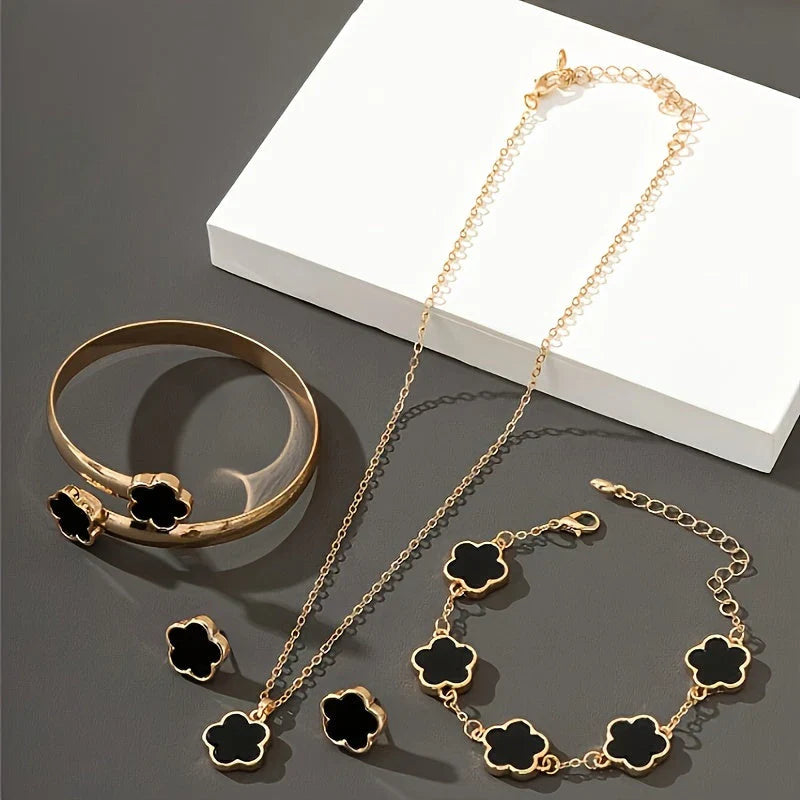 Sienna 3-Piece Jewelry Set | Necklace, Earrings & Bracelet with Flower Charms