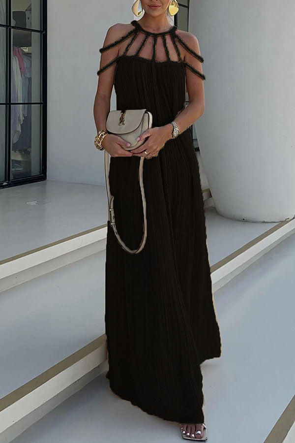 Women's Maxi Dress – Relaxed Fit – Halterneck with Braided Details – Lightweight and Breathable
