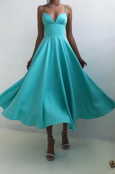 Esmée - Elegant Midi Dress with Spaghetti Straps for Special Occasions