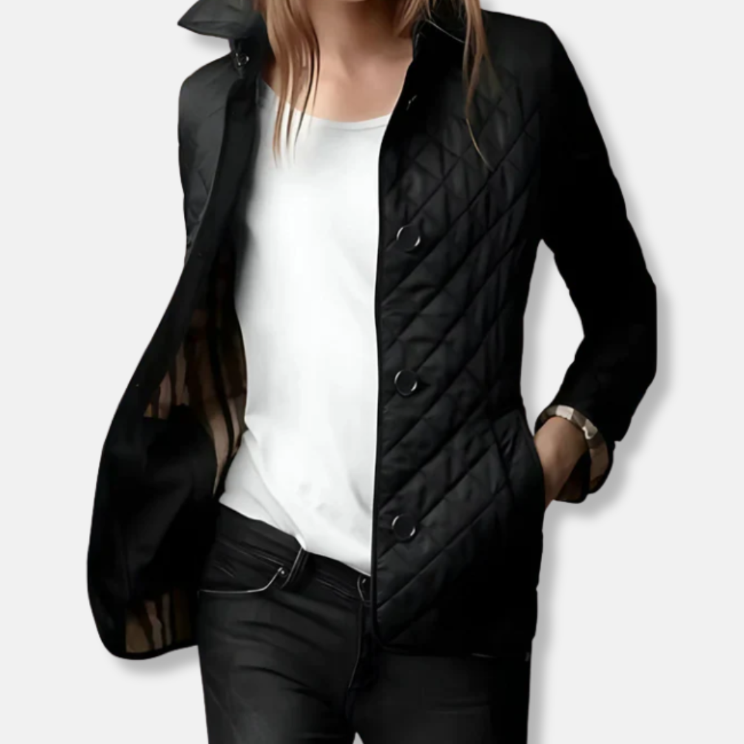 Women's Jacket – Padded – Tailored Fit – Hip Length – Button Closure