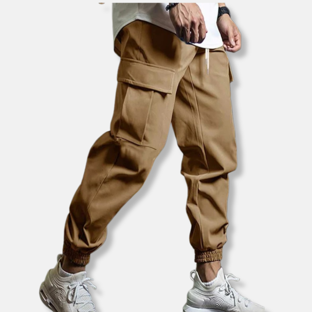 Harry Relaxed Fit Cargo Jogger Pants | Elastic Waist Side Pockets Cargo Jogger Pants