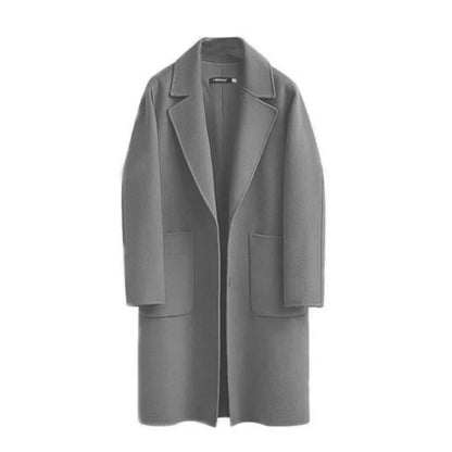 Women's Trench Coat – Relaxed Fit – Wool Material – Full Length Minimalist Design