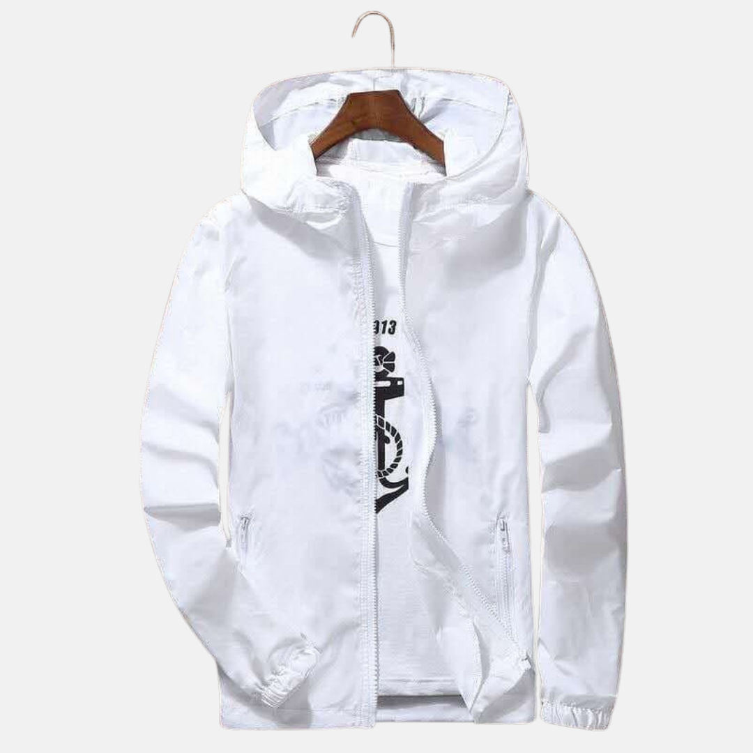 Oscar Hooded Windbreaker | Full Zip Zipper Pockets Windbreaker