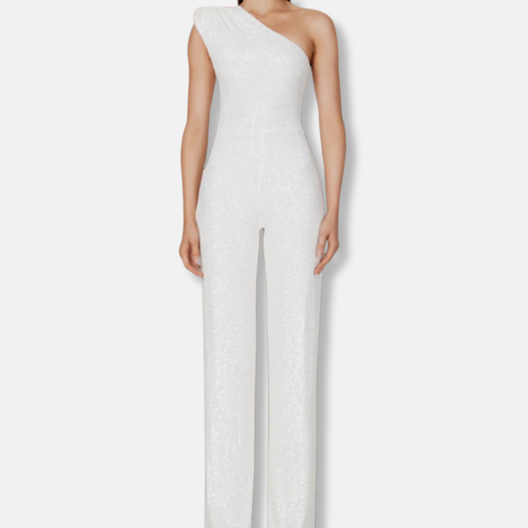 Stella Sequined One-Shoulder Wide Leg Jumpsuit | Sleeveless Jumpsuit
