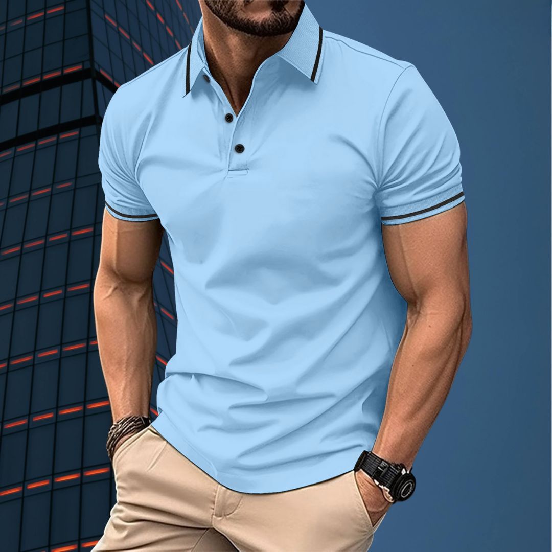 Men's Polo Shirt – Slim Fit – Soft Knit – Short Sleeves – Rib Collar
