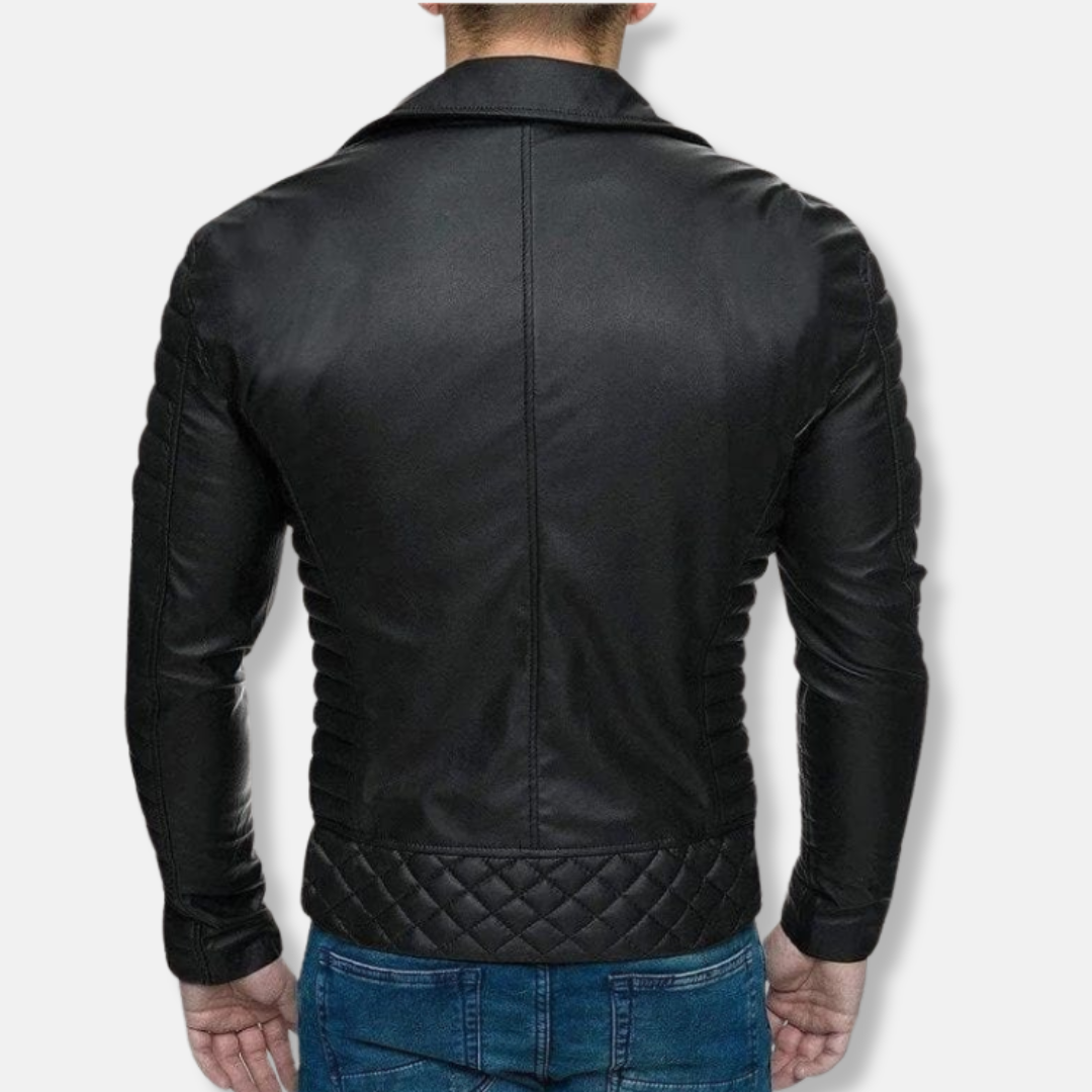 Joshua Leather Slim Fit Biker Jacket | Quilted Hip-Length Jacket