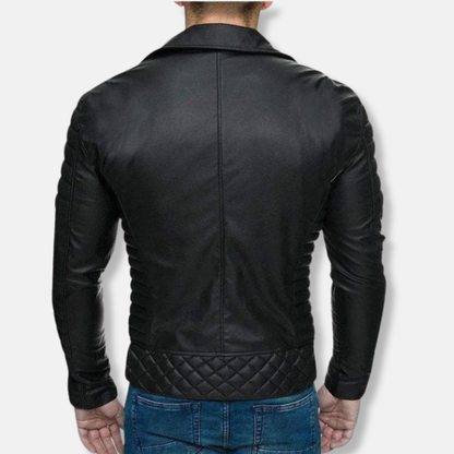 Joshua Leather Slim Fit Biker Jacket | Quilted Hip-Length Jacket