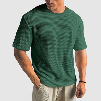 Men's T-shirt – Relaxed Fit – Knitted Texture – Round Neck Short Sleeve