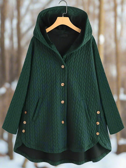Women’s Jacket - Quilted Knit - Oversized Fit - Hooded - Asymmetrical Hem