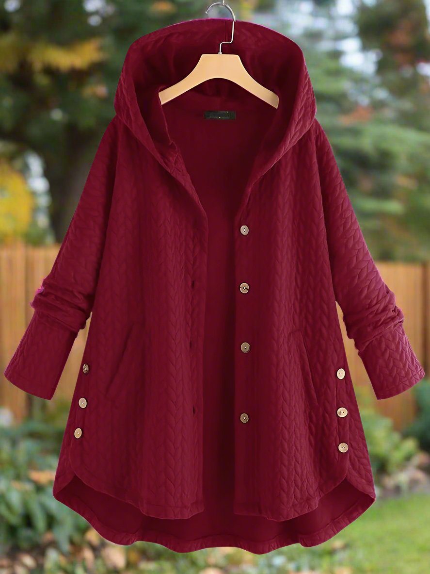 Women’s Jacket - Quilted Knit - Oversized Fit - Hooded - Asymmetrical Hem