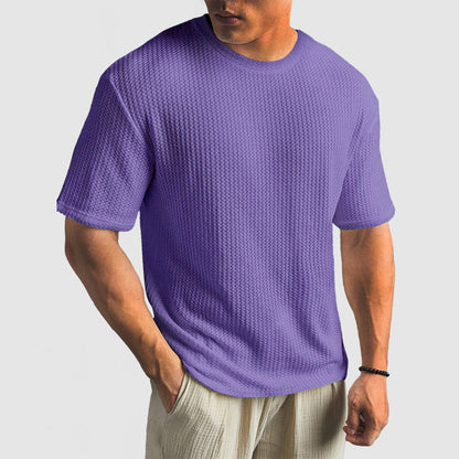 Men's T-shirt – Relaxed Fit – Knitted Texture – Round Neck Short Sleeve