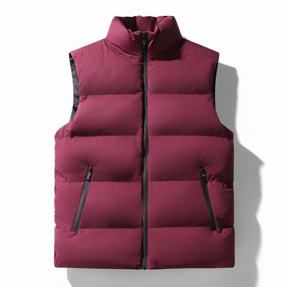 Men's Vests - Lightweight Quilted - Windproof and Warm - High Collar - Zipper Closure