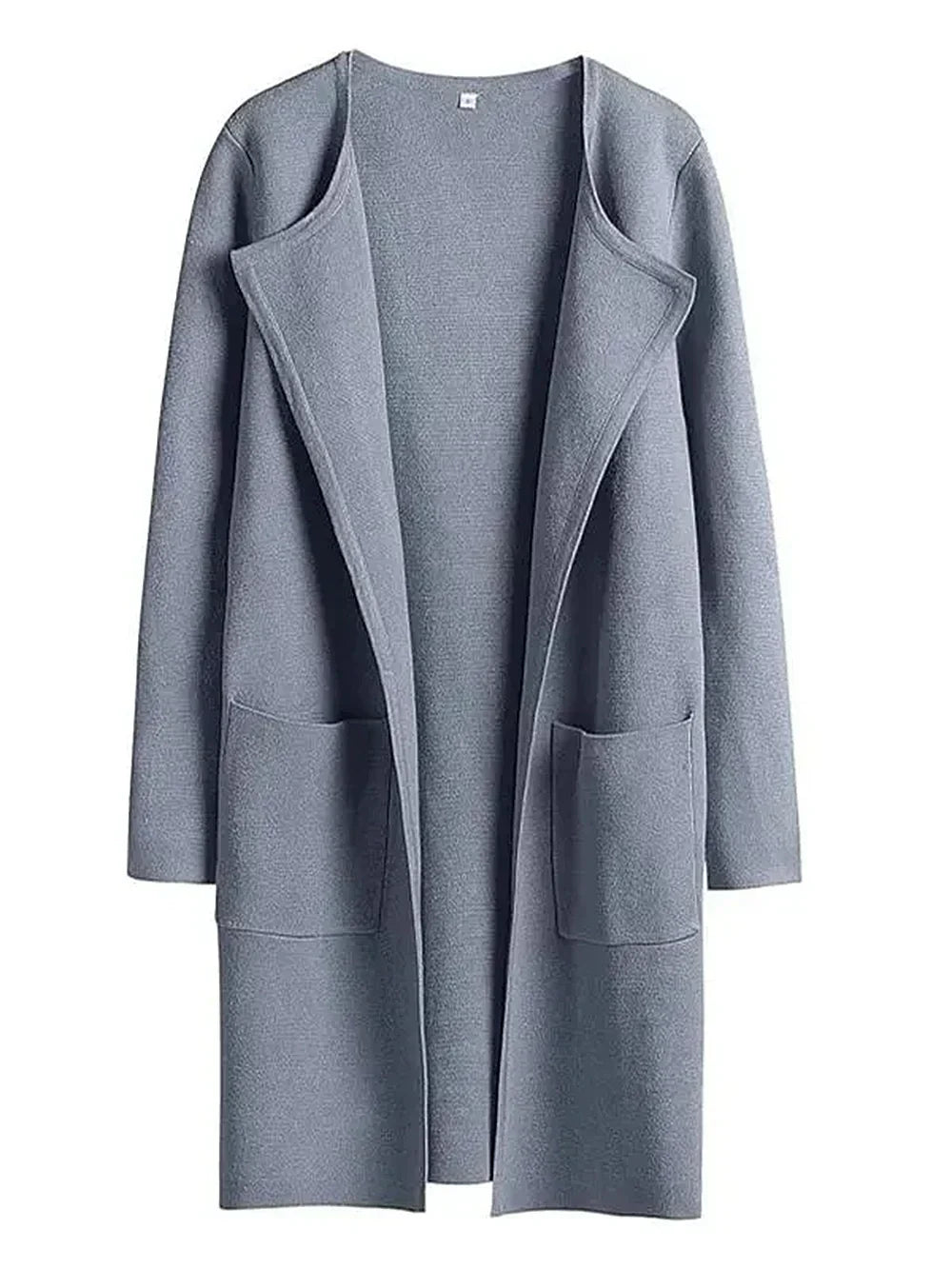 Women's Coat – Relaxed Fit – Knee Length – Wide Lapels – Minimalist Design