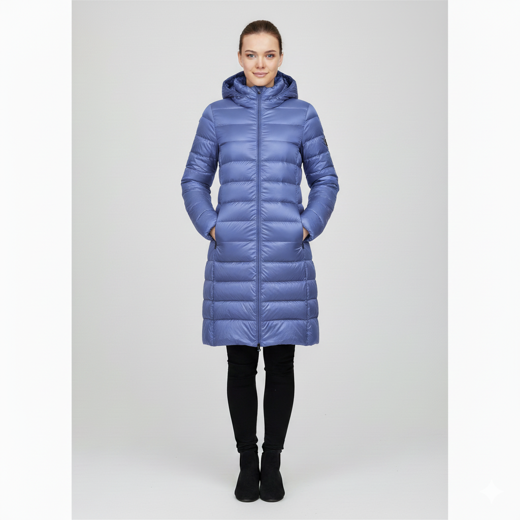Women's Jacket - Lightweight Mid-Length Down - Slim Fit - Hooded