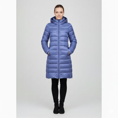 Women's Jacket - Lightweight Mid-Length Down - Slim Fit - Hooded