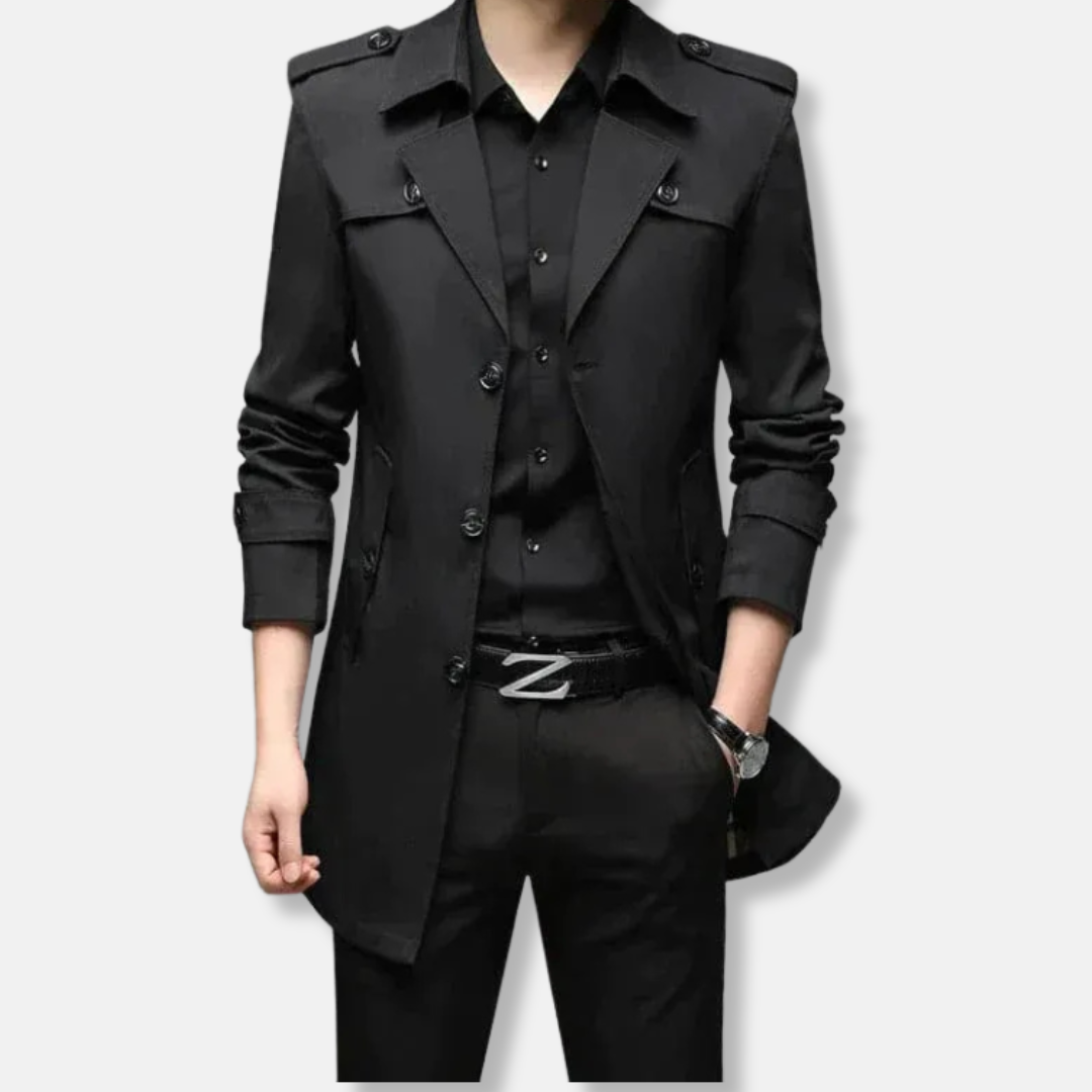 George Slim Fit Trench Coat | Button Front Epaulets Coat