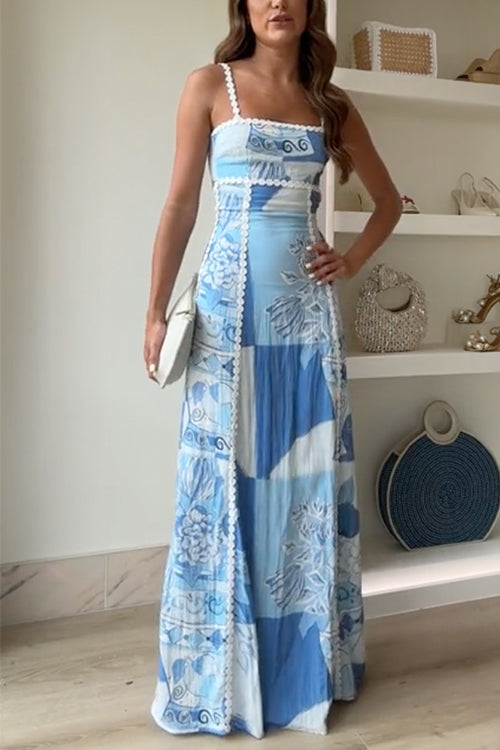 Dress for Women – Maxi Length – Lace Trim – Bow Detail – Light and Breathable Fit