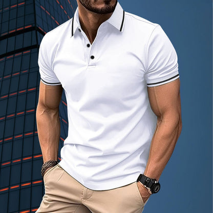 Men's Polo Shirt – Slim Fit – Soft Knit – Short Sleeves – Rib Collar