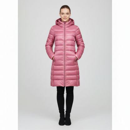 Women's Jacket - Lightweight Mid-Length Down - Slim Fit - Hooded