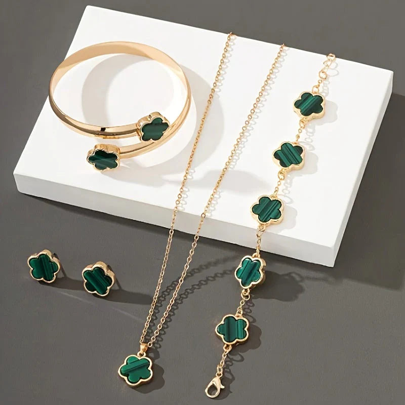 Sienna 3-Piece Jewelry Set | Necklace, Earrings & Bracelet with Flower Charms