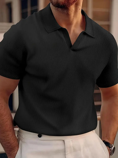 Men's Polo Shirt – Classic Fit – Breathable Material – Ribbed Texture – Short Sleeves
