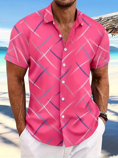 Men's Short-Sleeve Shirt - Lightweight Fabric - Regular Fit - Casual Button Closure