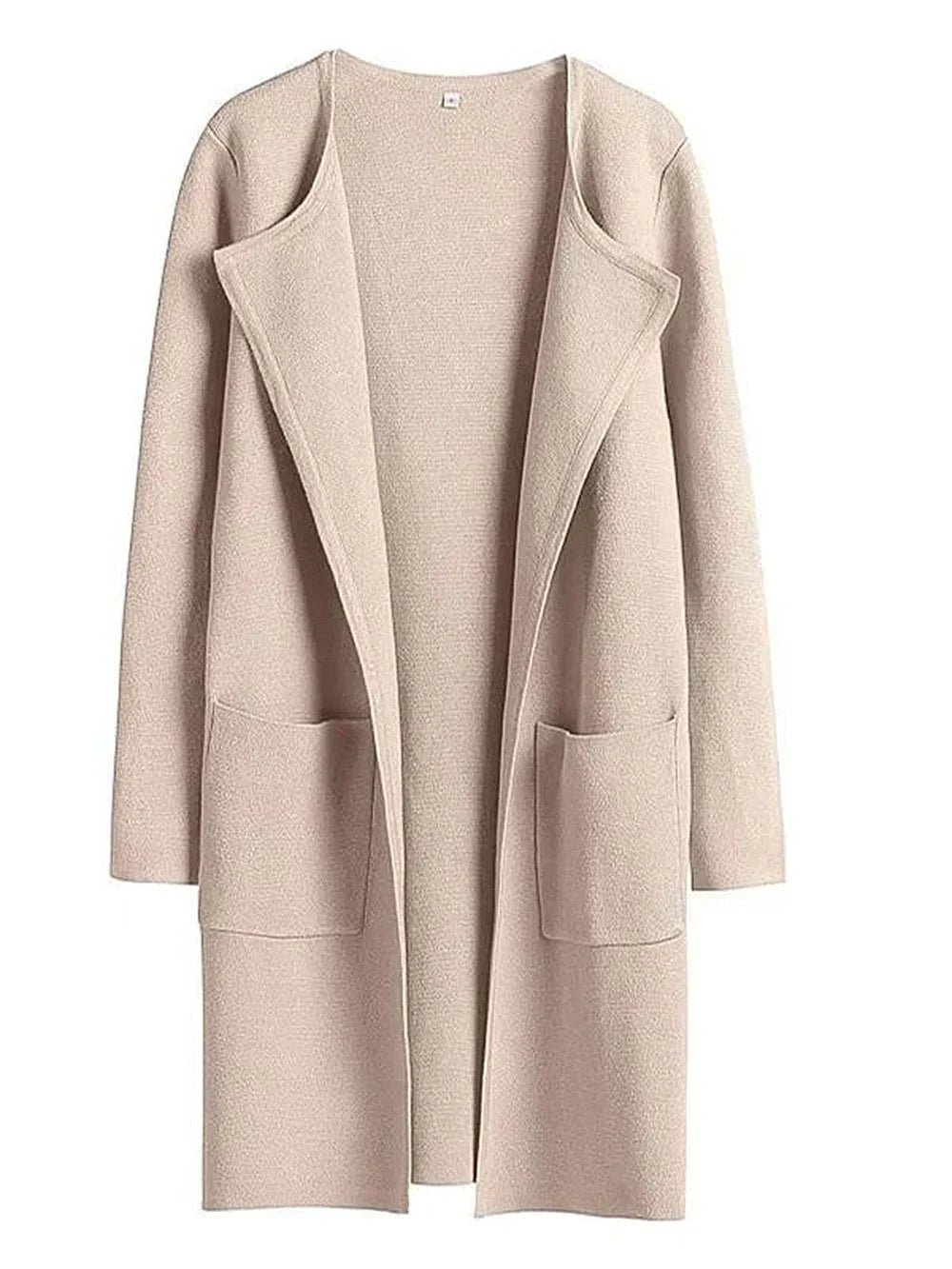 Women's Coat – Relaxed Fit – Knee Length – Wide Lapels – Minimalist Design