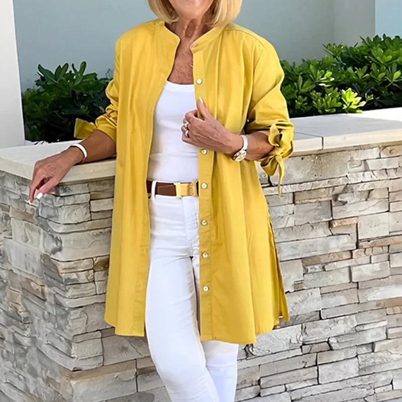 Women's Tunic Shirt – Relaxed Fit – Natural Fibers – Long Sleeves with Buttons