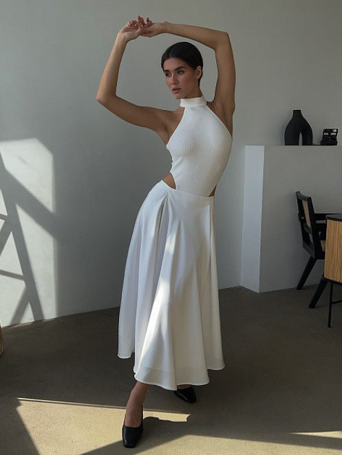 Women's Maxi Skirt - High Waist - Elegant Flowing Satin - Festive and Classic Look