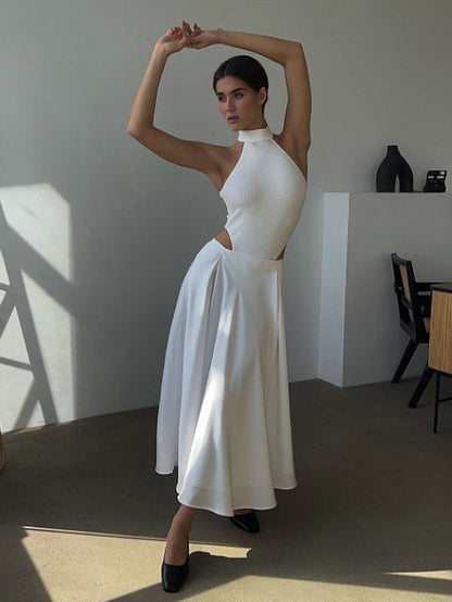 Women's Maxi Skirt - High Waist - Elegant Flowing Satin - Festive and Classic Look