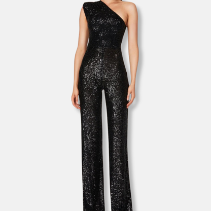 Stella Sequined One-Shoulder Wide Leg Jumpsuit | Sleeveless Jumpsuit