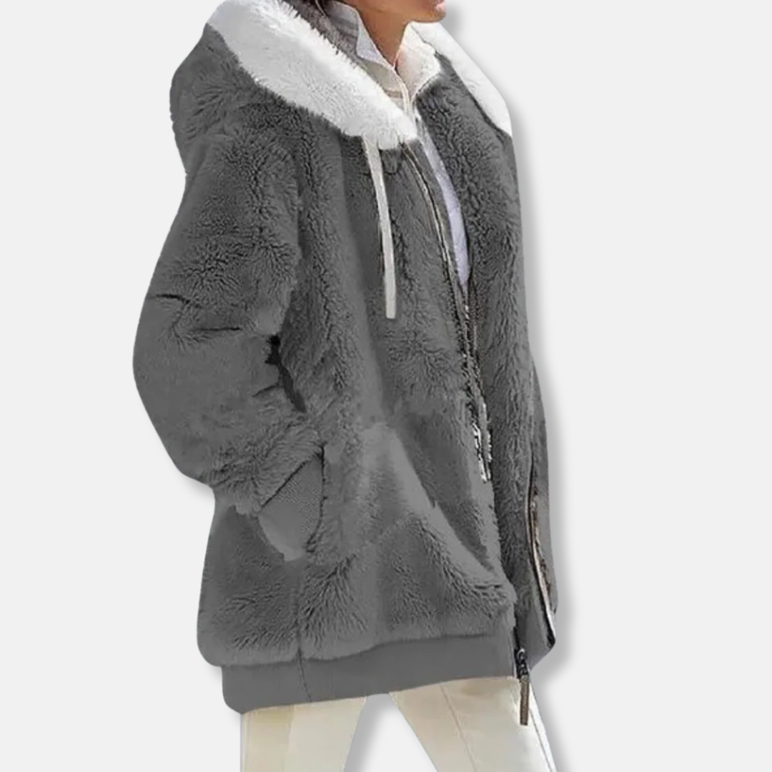 Isla Fleece Oversized Fleece Jacket | Hooded Zipper Jacket
