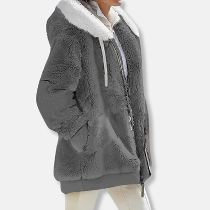 Isla Fleece Oversized Fleece Jacket | Hooded Zipper Jacket