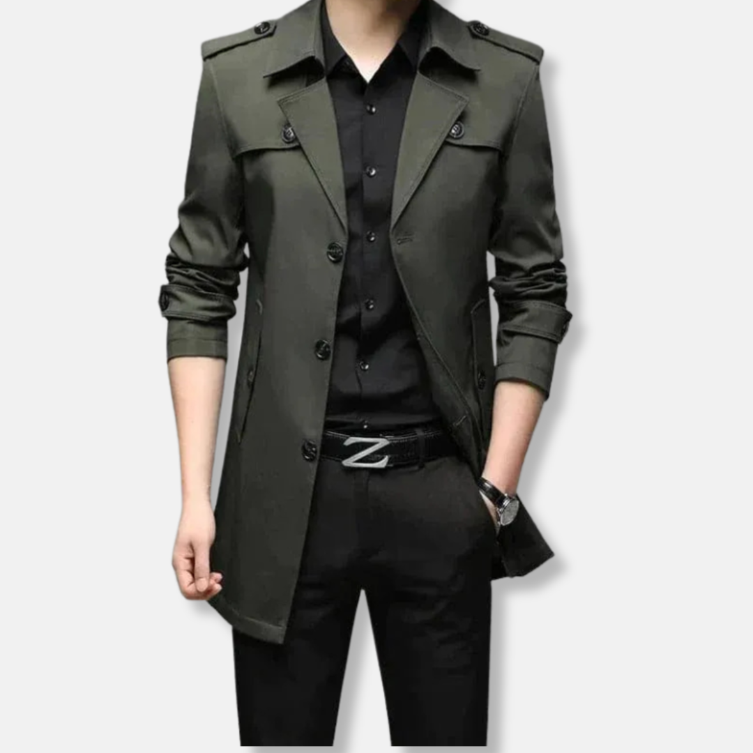 George Slim Fit Trench Coat | Button Front Epaulets Coat