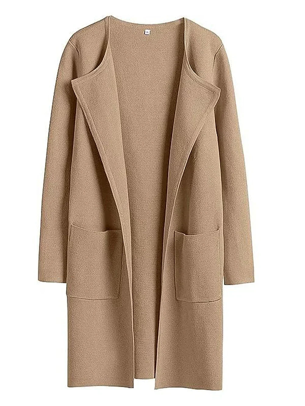 Women's Coat – Relaxed Fit – Knee Length – Wide Lapels – Minimalist Design
