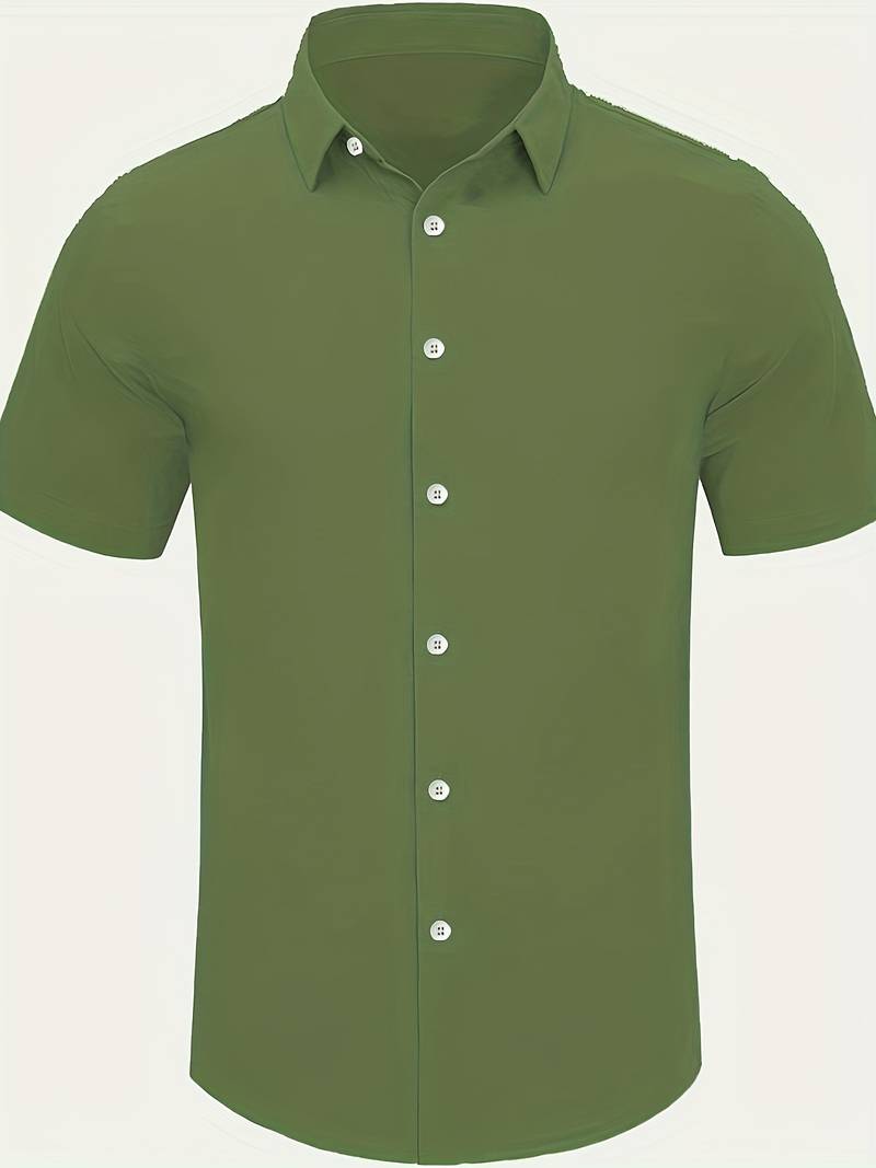 Men's Shirt - Short-Sleeved Button-Up - Classic Collar - Regular Fit - Breathable