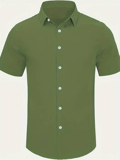 Men's Shirt - Short-Sleeved Button-Up - Classic Collar - Regular Fit - Breathable