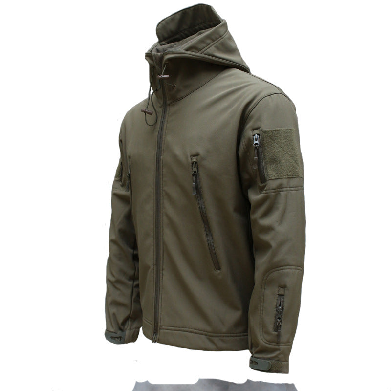 Men's Outdoor Jacket - Military-Inspired Style - Full Zip - Adjustable Hood