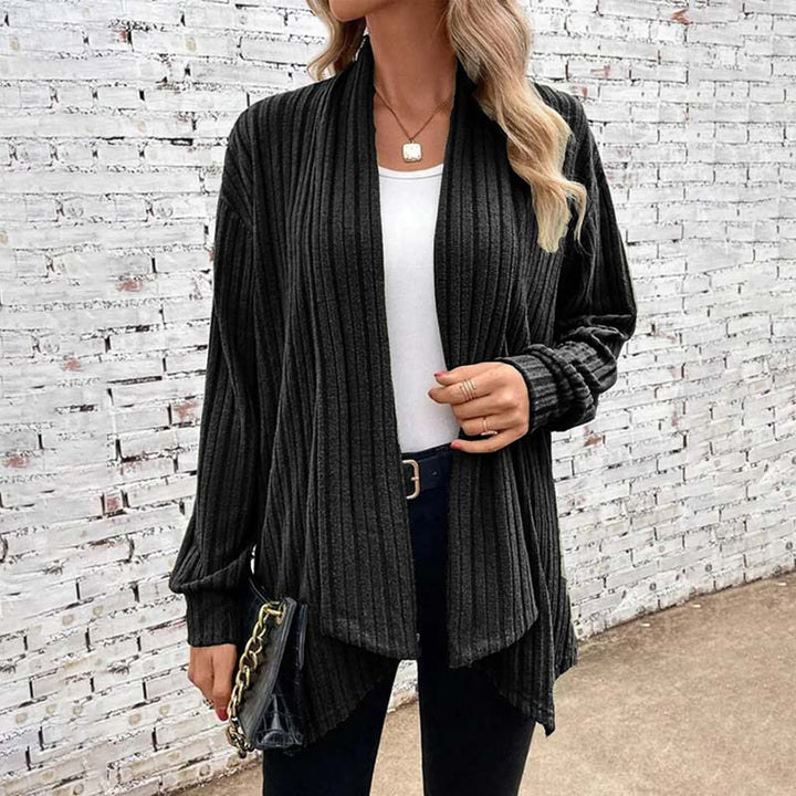 Women's Cardigan – Relaxed Fit – Soft Ribbed Knit – Open Front – Hip Length