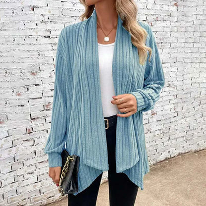Women's Cardigan – Relaxed Fit – Soft Ribbed Knit – Open Front – Hip Length