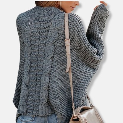 Isla Wool Oversized Cardigan | Ribbed Open Front Pockets Cardigan