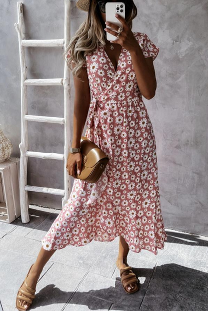 Women's Dress – Relaxed Fit – A-Line Cut – Floral Print – Light and Breathable