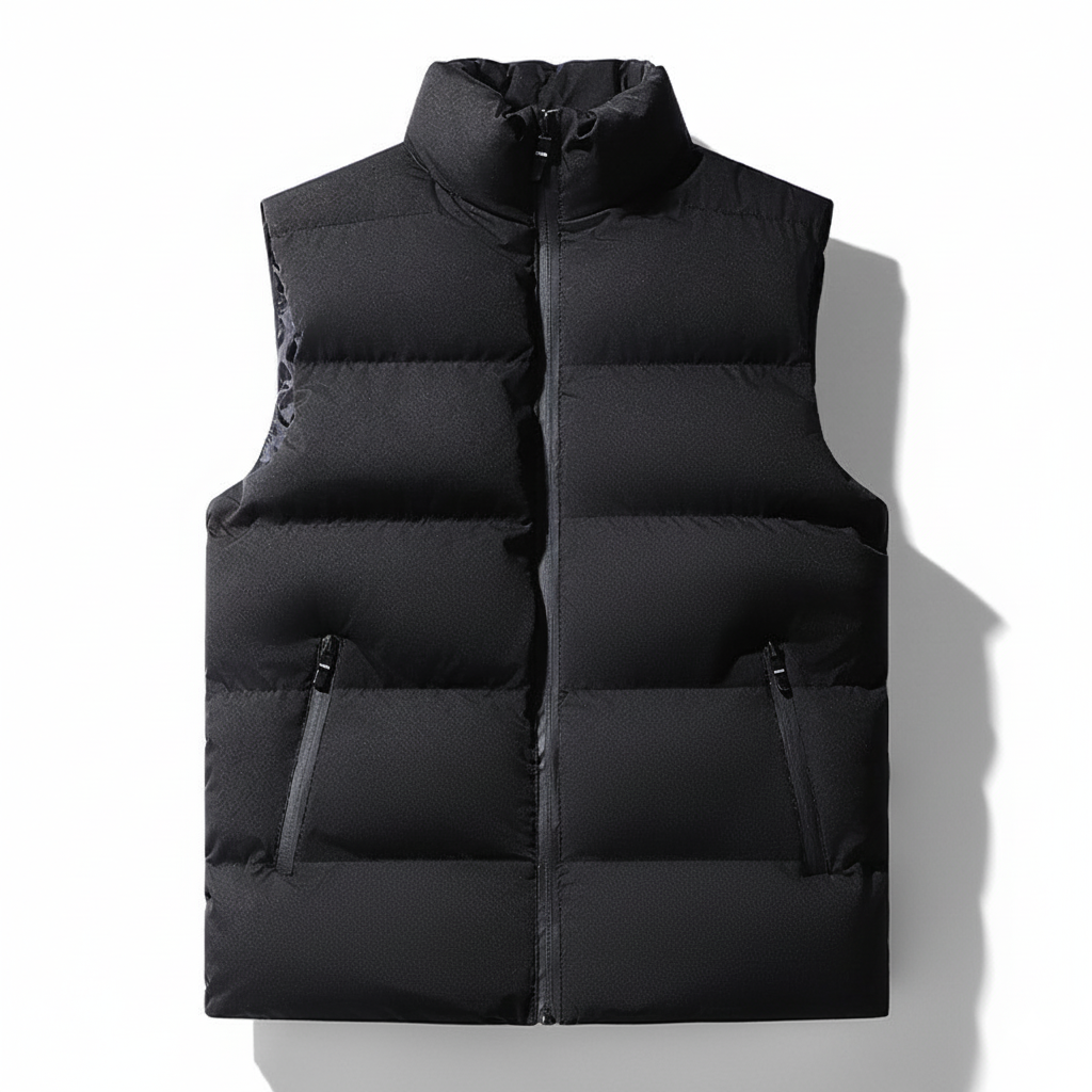 Men's Vests - Lightweight Quilted - Windproof and Warm - High Collar - Zipper Closure