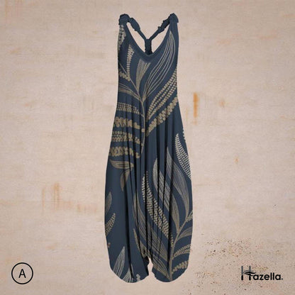 Dame Jumpsuit – Løstsiddende Harem Stil – Ærmeløs V-hals – Boheme Casual Look